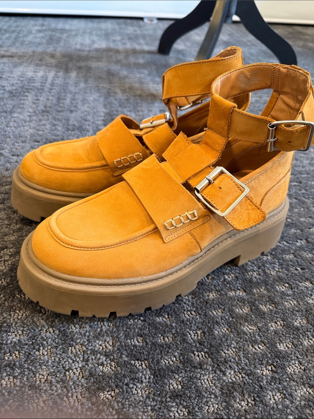 Steve Madden Suede Buckle Platform Loafers